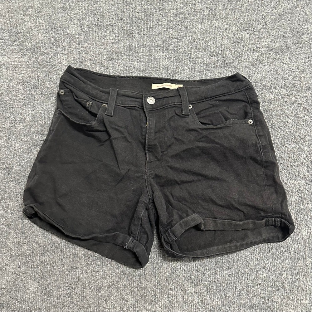 Levi's Shorts Womens Size 30 Black Mid Length Denim Cuffed Stretch Casual